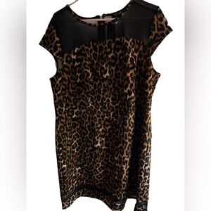 NWT SpenSe Woman Leopard Print Dress with Mesh Detail - Size 16W